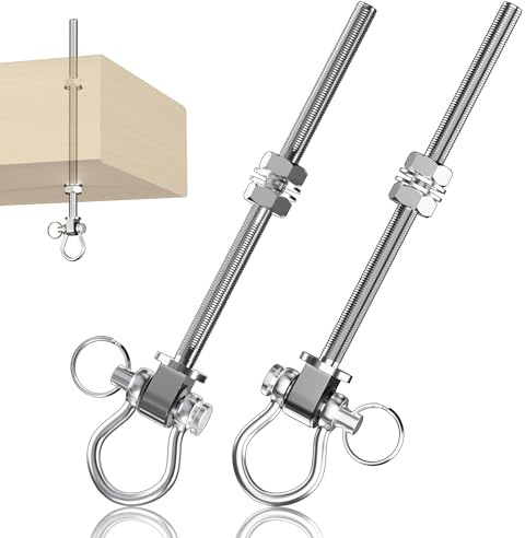 EFEALL Ganci per altalena, M10 x 180 mm, in acciaio inox, per amaca, telaio altalena, sedia sospesa, montaggio a vite su travi in legno e metallo, capacità di carico 680 kg