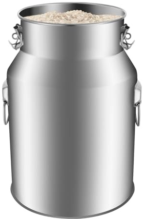 Jarra de leche de acero inoxidable hermética, jarra de leche de 28 L con tapa sellada y cuchara, jarra de transporte multifuncional, depósito de almacenamiento sellado hermético para uso privado y