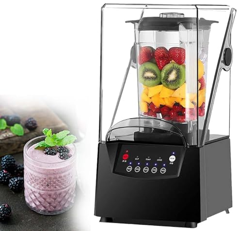 Soundproof Blender 2200W High Power with Enclosed Hood, 2L B-PA-Free Cup, Ice Crusher, Smoothie Maker, Professional Silent Food Processor for Coffee Shop, Restaurant