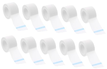 IWOWHERO 10 Rolls Non-Woven Medical Adhesive Tapes Breathable Hypoallergenic Surgical Fixation Bandages Each Easy Tear Self-Adherent Wrap for Wound Dressing and Scar Care