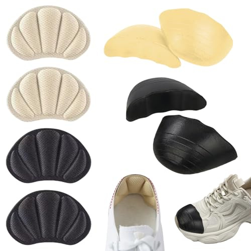 4 Pairs Shoe Filler for Loose Shoes, Insoles to Make Shoe Smaller, Anti Slip Strip Shoes Inserts Fit, Insole Comfort Toe Cushions Prevent Heel Slipping, Reduce The Size of The Toe Cap