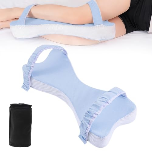 Wapasezyar knädyna för sidosovare Ortopedisk, sidosovare knädyna Knädyna för sömn, ergonomisk bendyna Memory Foam-dyna med tvättbar fodral, 53x23x8CM (Ljusblå)