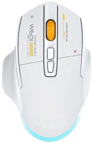 LICAEVEY Mouse da Gioco Wireless a 3 modalità (Bluetooth 2.4G cablato), Mouse Ergonomico RGB con 12.800 DPI, 7 Pulsanti Programmabili e Batteria da 500 MAh per PC Portatile (WHITE)