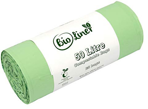 All-Green 50 Litre Bioliner - EN13432-25 x 50L Compostable Wheelie Bin Liners - 25 Green Bags