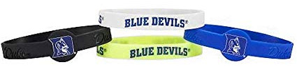 Aminco Unisex Adult Officially Licensed NCAA Duke Silicone Bracelet (4-Pack), Team Colors