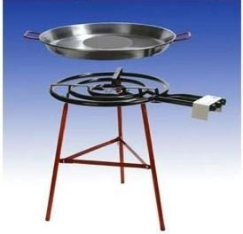 'Paella Set Grill Malaga avec 3 Chalumeau au gaz flammigem, 70 cm (28 kw), 90 cm Poêle renforcées, pieds, incl. Tuyau et régulateur de pression