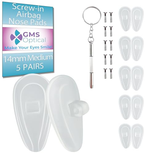 5 Pairs Very Soft Air Chamber Silicone Screw in Nose Pads Nosepads for Sensitive Skin