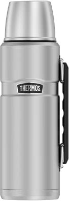 Thermos Stainless King Thermosflasche Silber 1,20l - Edelstahl, absolut dicht, mit Trinkbecher und Griff, 12h heiß & 24h kalt, spülmaschinenfest, BPA-frei