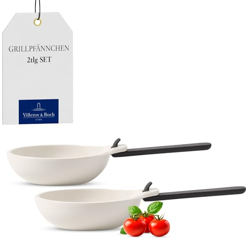Villeroy & Boch BBQ Passion Poêlons avec poignée, Lot de 2, Porcelaine Premium, Blanc