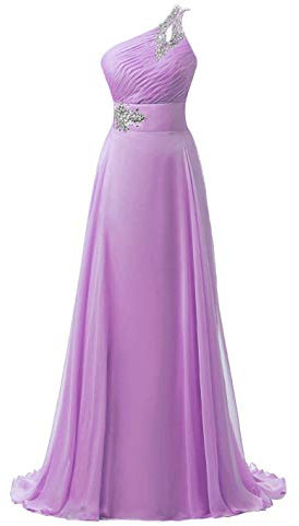 Zorayi Vestido de noche elegante de gasa con un solo hombro para mujer, Lila, 44