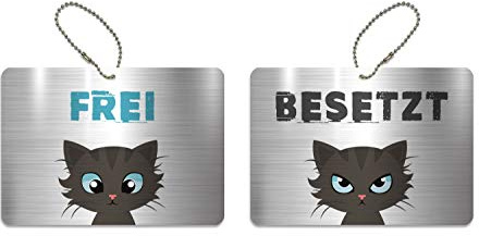 KaiserstuhlCard Magnete Türschild BESETZT FREI Schild WC Kinderzimmer Deko Anhänger Wendeschild 14,8 cm x 10,5 cm Katze Symbole