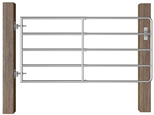 Festnight Portillon à 5 Barres Portillon de Clôture Acier (95-170) x90 cm Argenté