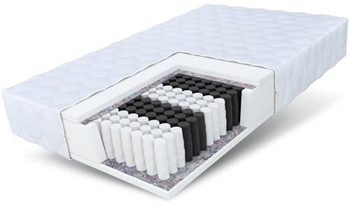 FDM Matratze 180x200 cm Härtegrad H3 Höhe 16 cm Taschenfederkernmatratze Polyurethan-Schaum 7 Komfortzonen mit Hypoallergenem Waschbarem Premium-Bezug Oeko-Tex Medic