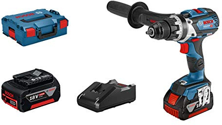 Bosch Professional 18V System Cordless Drill Driver GSR 18V-110 C (incl. 2x GBA 5.0Ah Batteries, Charger GAL 18V-40, Aux. Handle, L-BOXX 136)