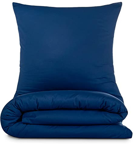 Alreya Renforcé Bettwäsche 240 x 220 cm mit 2 Kissenbezuge 80 x 80 cm - 100% Baumwolle mit Reißverschluss, Superweiches Bettbezug, Blau