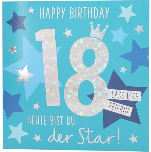 Depesche 11515-031 Zahlenkarte zum 18. Geburtstag mit Musik, veredelte Klappkarte mit originellem Innentext, inkl. Umschlag, Format 15,5 x 15,5 cm