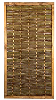 Weidenelement MIA Natur 180x90cm geflochten aus naturbelassener Weide, Holzrahmen gebeizt