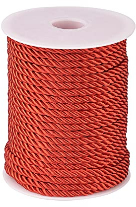 Craftdady Cordini in poliestere a 3 strati Bingding Twist Rope Corda rossa con chiusura a mano in plastica per decorazioni domestiche Tenda da tappezzeria Tieback Honor Cord