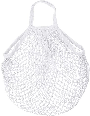 sourcing map Cotton Mesh Bag, 15x13.8 Reusable Washable Mesh Net String Grocery Bags Organizer for Fruits Vegetables Shopping White