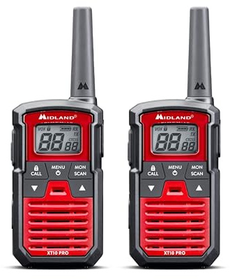 Midland - Walkie Talkie XT10 Pro, 2 Ricetrasmittenti per Trekking, Hunting, Outdoor - Splashproof, 16 Canali PMR446 Senza Licenza, Raggio 4Km, 38 Toni CTCSS, VOX, SCAN e 2 Clip Cintura