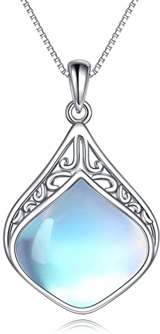 YAFEINI Tropfen Kette Sterling Silber Vintage filigrane Naturstein Tropfen Anhänger Halskette Schmuck Geschenke für Damen Mädchen