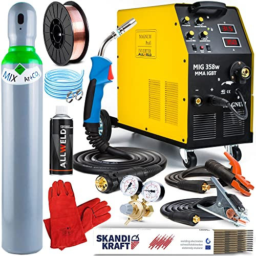 ALLWELD MAGNUM MIG 358w MMA IGBT Schweißgerät MIG MAG MMA WIG 400V 50Hz 30-350 A - Set:Professional