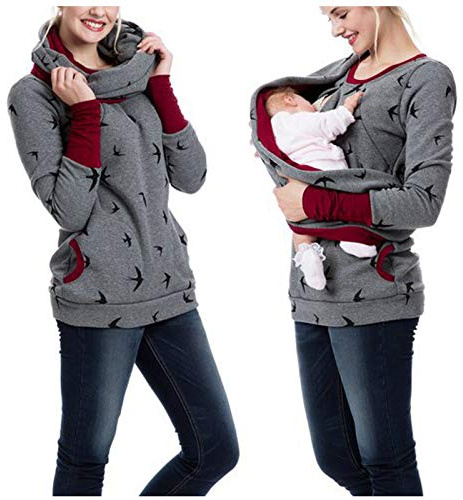 VEMOW de Lactancia para Mujer, Camiseta de Lactancia, Sudadera de Maternidad Embarazada, Blusa de Maternidad Camiseta Navidad Familia (Wine, S)