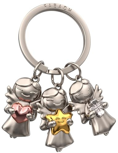 FABACH Guardian Angel Keyring 3 Stars – Angel Lucky Charm Love – Gift Car Pendant Made of Metal
