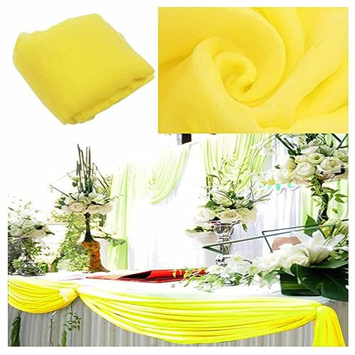 SHTGOI Organzastoff als Dekostoff Tüllstoff meterware Tischläufer Stuhlschärpen Hochzeitsbogen Drapierstoff Foto Hintergrundvorhang für Hochzeit Party Geschenke Deko Basteln 1.35m*5m Gelb