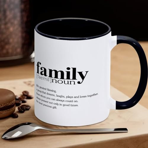Tazza da tè con definizione di famiglia, tazza da caffè in ceramica, tazza da tè personalizzata tazza da tè da 325 ml, regalo di compleanno per caffè, tè, cioccolata calda, latte, vino, regalo di