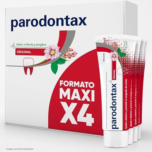 Parodontax Original Pasta de Dientes Ayuda a Detener y Prevenir el Sangrado de Encías, Sabor Menta y Jengibre, Pack 4x75 ml