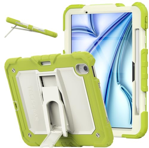 TECHGEAR ArmourSHIELD - Custodia per Apple iPad Air 11 2026 (M4), 2025 (M3), 2024 (M2), custodia integrale, robusta, antiurto, pellicola protettiva integrata e cavalletto, copertura per la scuola e