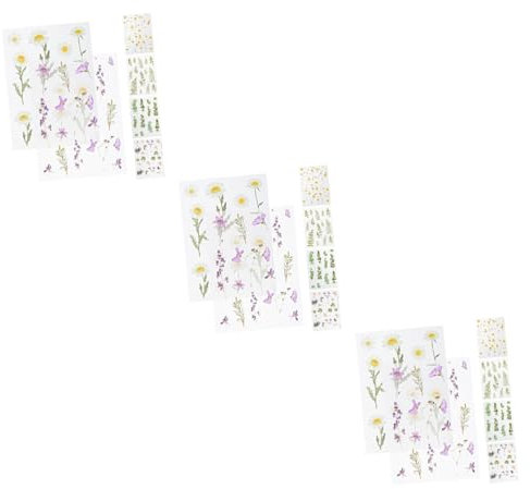TEHAUX 3stücke Scrapbooking Aufkleber Selbstklebende Pflanzenmuster Für Und Handwerk Dekorative Pet Sticker Daisies Fern Breath