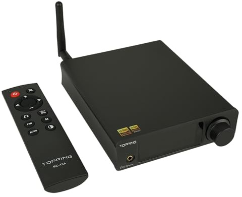 TOPPING DX3Pro+ LDAC Headphone Amplifier, ES9038Q2M Bluetooth 5.0 DAC, NFCA Audio Decoder, USB/Optical/Coax Inputs, with Remote Control, Headphone Amp, Line Out, Pre-Amp Function (Black)