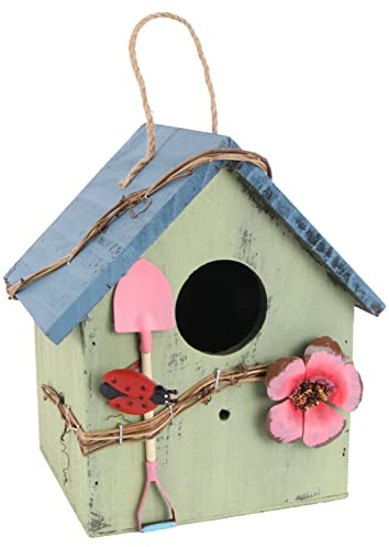 TINEASUR Hängendes Vogelnest Aus Holz Garten Vogelhaus Haushaltsdekoration Rustikales Vogelhaus Hofdeko Für Außenbereich Handgefertigt Natürlich