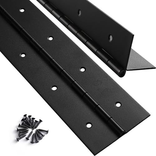 Schwerlast-Klavierscharnier, 30,5 x 5,1 cm breit, 0,047 Zoll dick, Edelstahl, schwarz, durchgehendes Scharnier für Schrank, Tür, Werkzeugkasten, Holzkisten, Metallplatte, Möbel, Industrieprojekte, 2