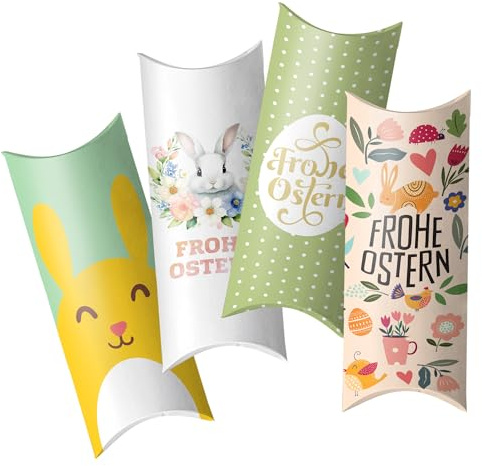 Geschenkschachteln für Ostern – als Gutschein Verpackung, Geldverpackung, für kleine Geschenke – 4 Geschenkboxen im Set – 20 x 7 x 2,2 cm – Geschenkverpackungen mit Osterei – OSTERHASE