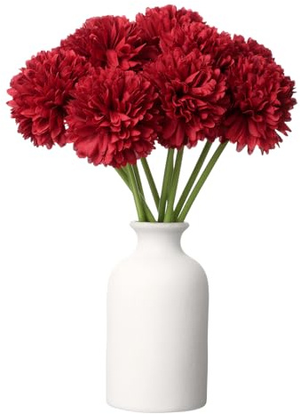 sourcing map Künstliche Chrysanthemen-Kugeln, künstliche Chrysanthemen, Blumenstrauß, Seide, künstliche Mama-Blume für Zuhause, Garten, Hochzeit, Party, Dekoration, Rot, 10 Stück