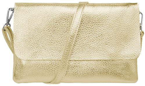 Caspar Elegante Leder Clutch Damen Umhängetasche Abendtasche mit verstellbarem Schultergurt - CLASSIC LINE - Modell No.835 - Made in Italy