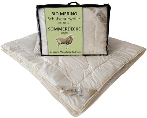 Meivita Bio Merino Schafschurwolle Sommerdecke aus KBA und kbT in 240x220 cm