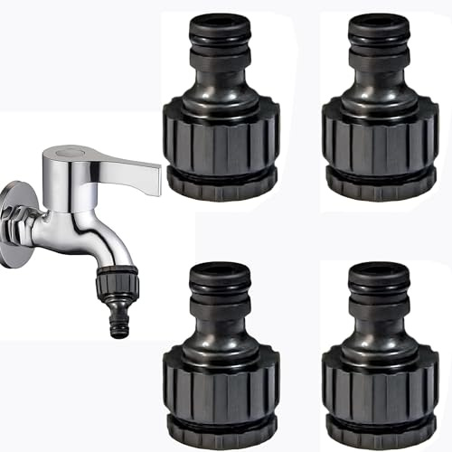 4pcsGardena Conector de grifo de 1/2 pulgadas 3/4 pulgadas, adaptador de plástico acoplador de manguera, juego de conexión de manguera 2 en 1 para conexión de manguera de grifo