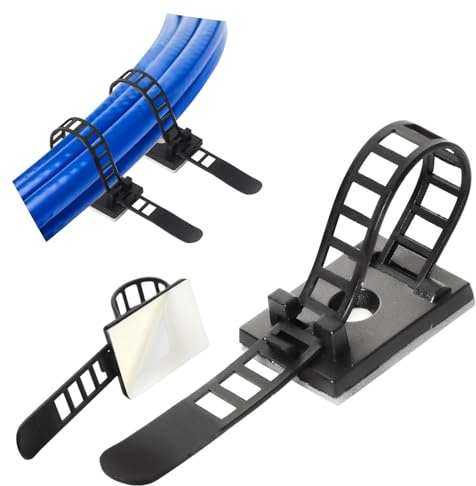 GPtzlei Pezzi Clip per Cavi Riusabili, Fascette Regolabili con Adesivo e Fori per Viti, Organizzatore Cavi per Scrivania, Casa, Ufficio, Officina