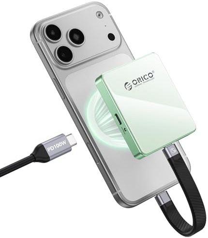 ORICO Magnetico M.2 NVMe SSD Case per iPhone 15/16/17 Pro - USB-C 3.2 Gen2 10Gbps, Registrazione 4K ProRes, Ricarica PD 100W, SSD 2230/2242 2TB - AP42P (Verde)