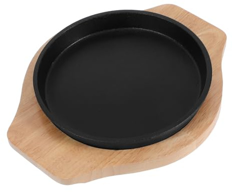 FUNNETOYU Poêle Grill Fonte Ronde Épaisse pour Barbecue Intérieur Répartition Uniforme Chaleur pour Viandes et Légumes Résistante et Facile Dentretien pour Familles et Restaurants