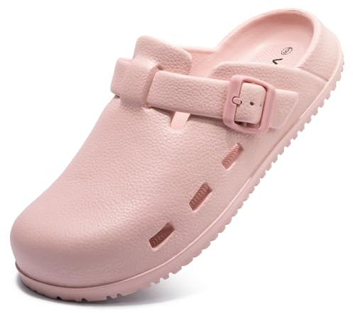 Vayfio Womens Garden Clogs, Slip-on Shoes with Arch Support Pink | Lightweight, Comfortable Clogs With Breathable Holes And non-slip sole, Great for Gardening, Beach & Daily Use