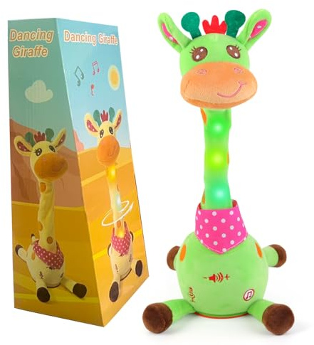 Giraffa parlante, giraffa danza, peluche con controllo del volume, funzione giraffa cantante verde, giocattolo per bambini, incoraggiare i giocattoli vocali, regali di compleanno per ragazzi e ragazze