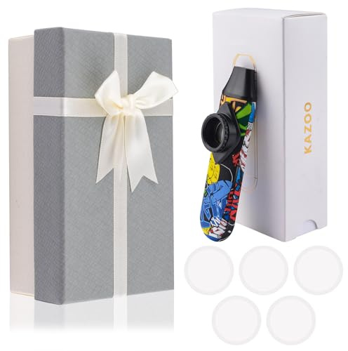 WANDIC Schwarzes Muster Kazoo Set, Musikinstrument mit 5 Flötenmembranen mit Vintage Geschenkbox, Instrument für alle Altersgruppen, guter Begleiter für Gitarre, Klavier, Violine