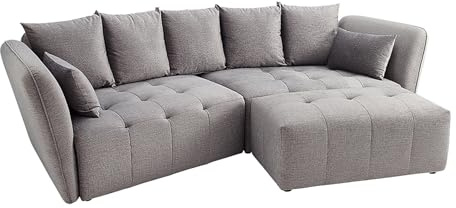 Riess Ambiente Modernes Big Sofa ROYAL - 295cm - grau - Velours-Strickstoff Federkern XXL-Couch