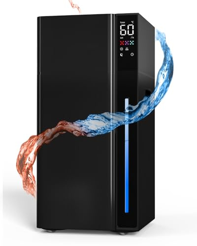 Luftbefeuchter Große Räume 20L, Warm&Kalter Nebel Humidifier bis 100 m² Zuhause Raumbefeuchter, 360° Doppeldüsen Ultraschall Luftbefeuchter, Schlafzimmer/Wohnzimmer/Büro/Pflanzen/kommerzielle, Schwarz