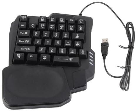 Ouitble Einhändige Gaming-Tastatur, 35 Tasten, ergonomisches Anti-Rutsch-Design, RGB-Hintergrundbeleuchtung, kabelgebunden, USB, mechanische Tastatur für PC-Computer-Gamer, schwarz